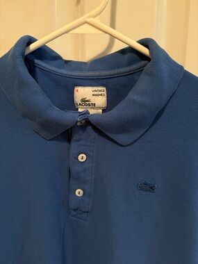 Lacoste Men's Vintage Washed Distressed Polo in Blue